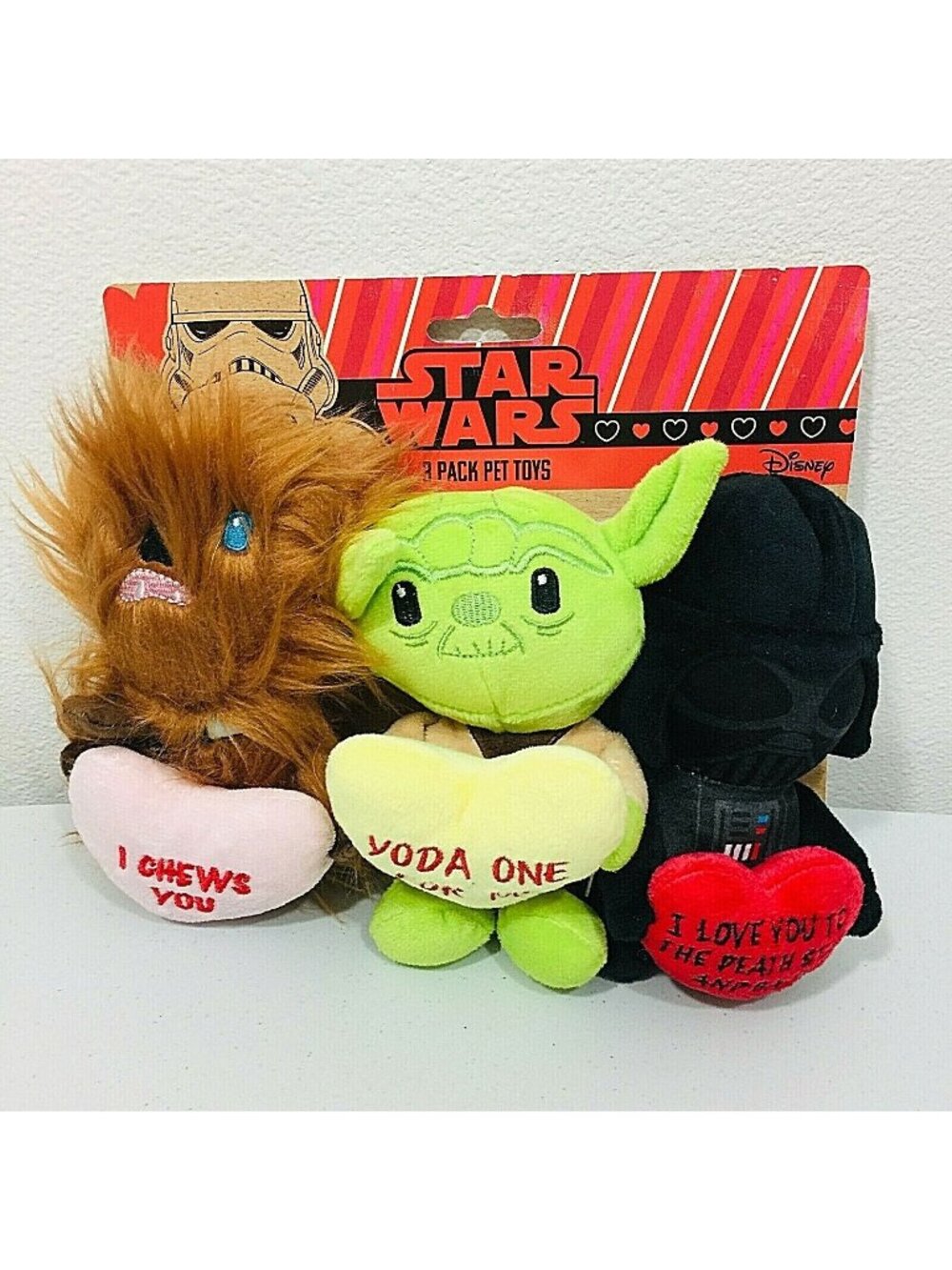 Star Wars Disney Chewbacca Yoda Darth Vader Plush Dog Squeak Toy Set of 3